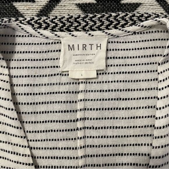 Mirth Biarritz 100% Cotton Ivory/Black Striped Dress Sz-L - Picture 10 of 16